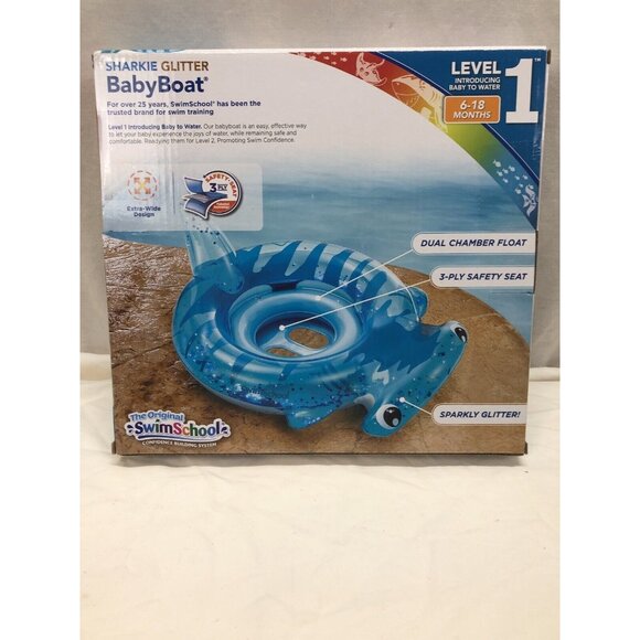 New! The Original Swim School Sharkie Glitter Baby Boat Level 16 - 18 Months - Picture 2 of 2